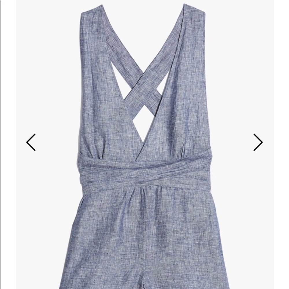 Blue linen romper